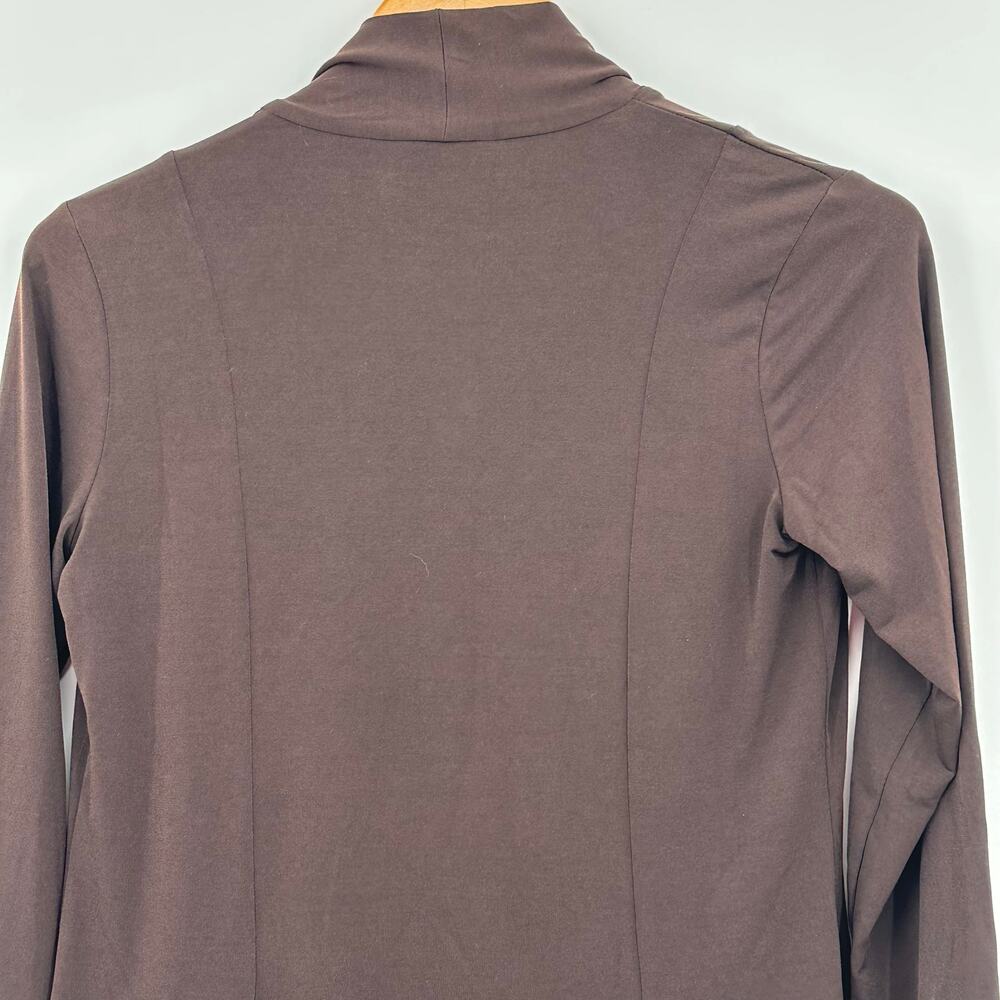 Susan Graver Chocolate Brown Open Front Cardigan Shawl Collar Womens 2XS XXS - Picture 5 of 8